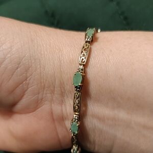 Gold-Tone Bracelet with Emerald Accents